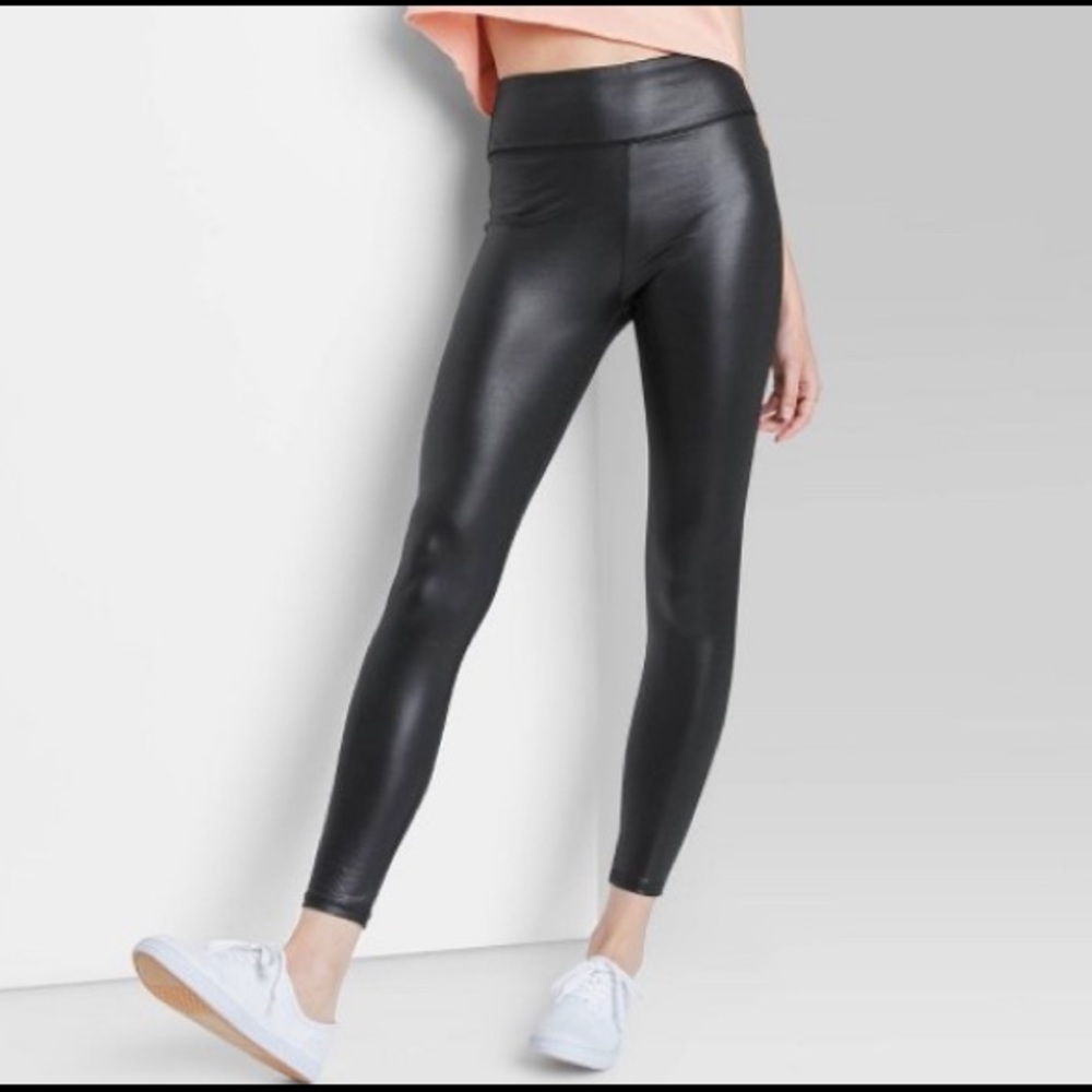 High waisted faux leather leggings